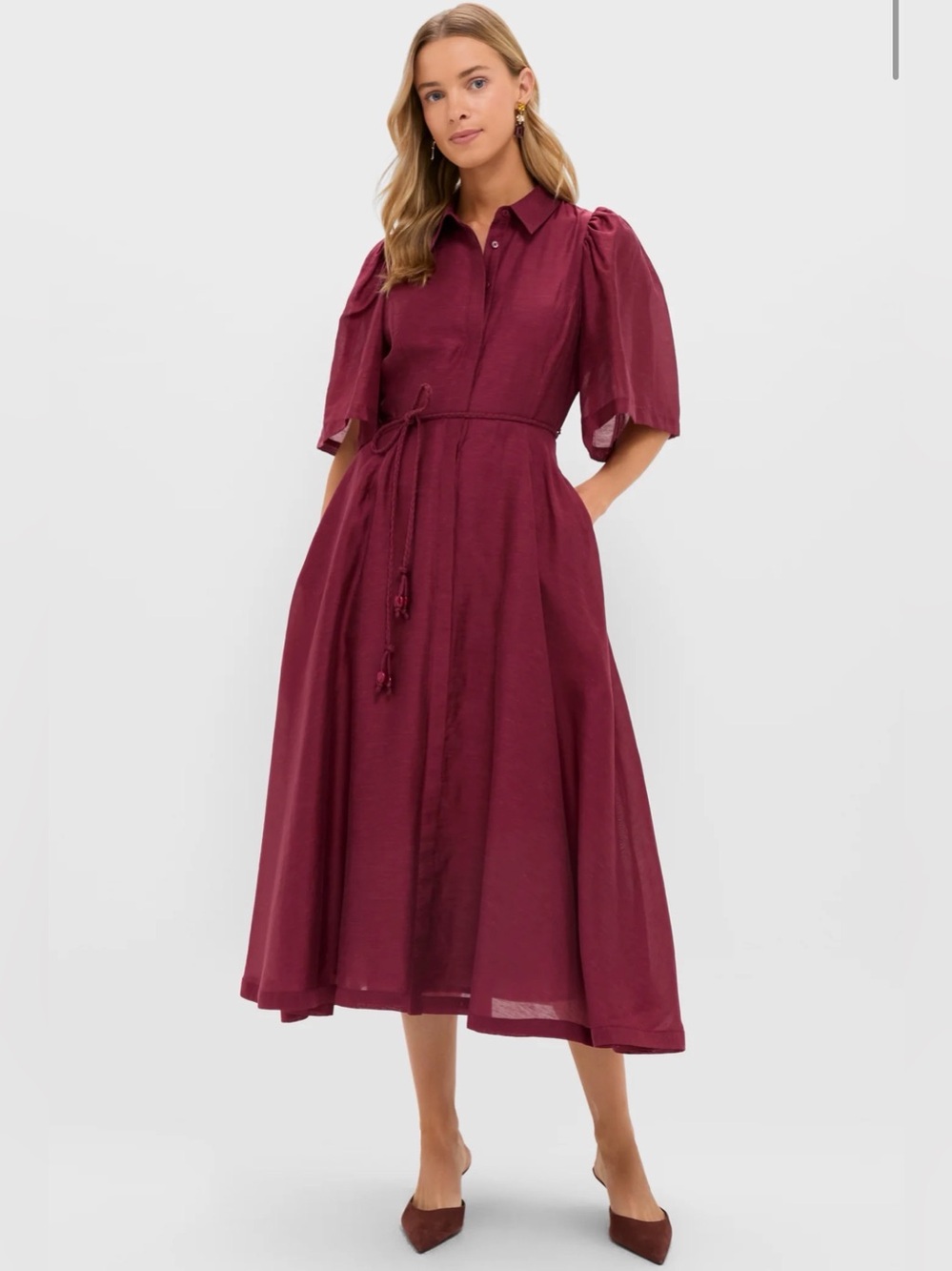 NWT Tuckernuck HYACINTH HOUSE Oxblood Cindy Midi Dress Size XL